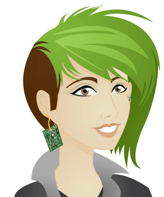 A profile picture depicting a girl with asymmetrical green hair