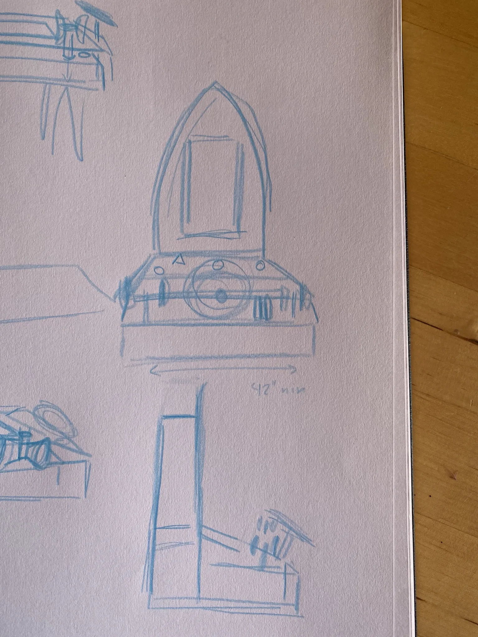 Sketch of an upright arcade cabinet