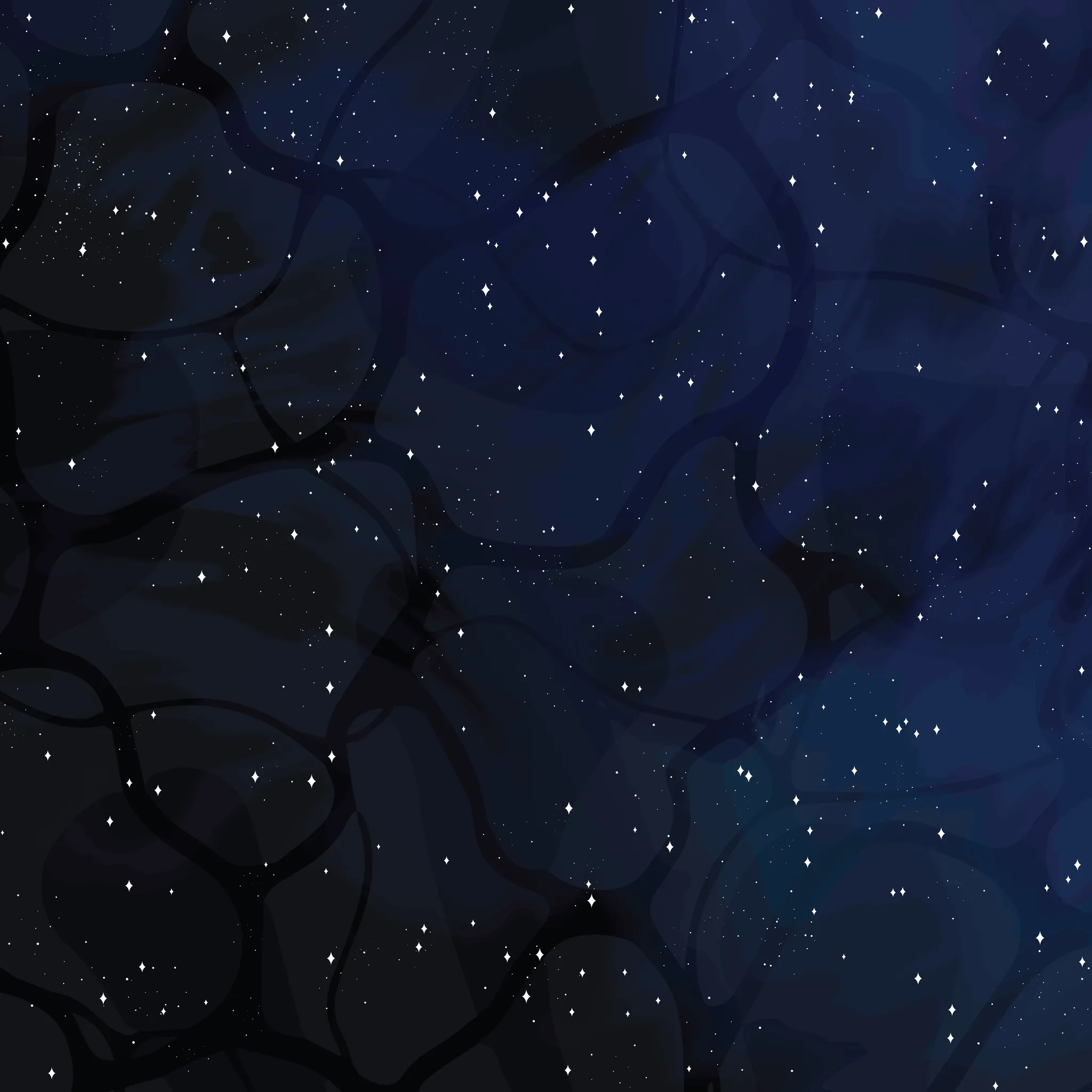 An illustration of a starry background with an ocean like pattern