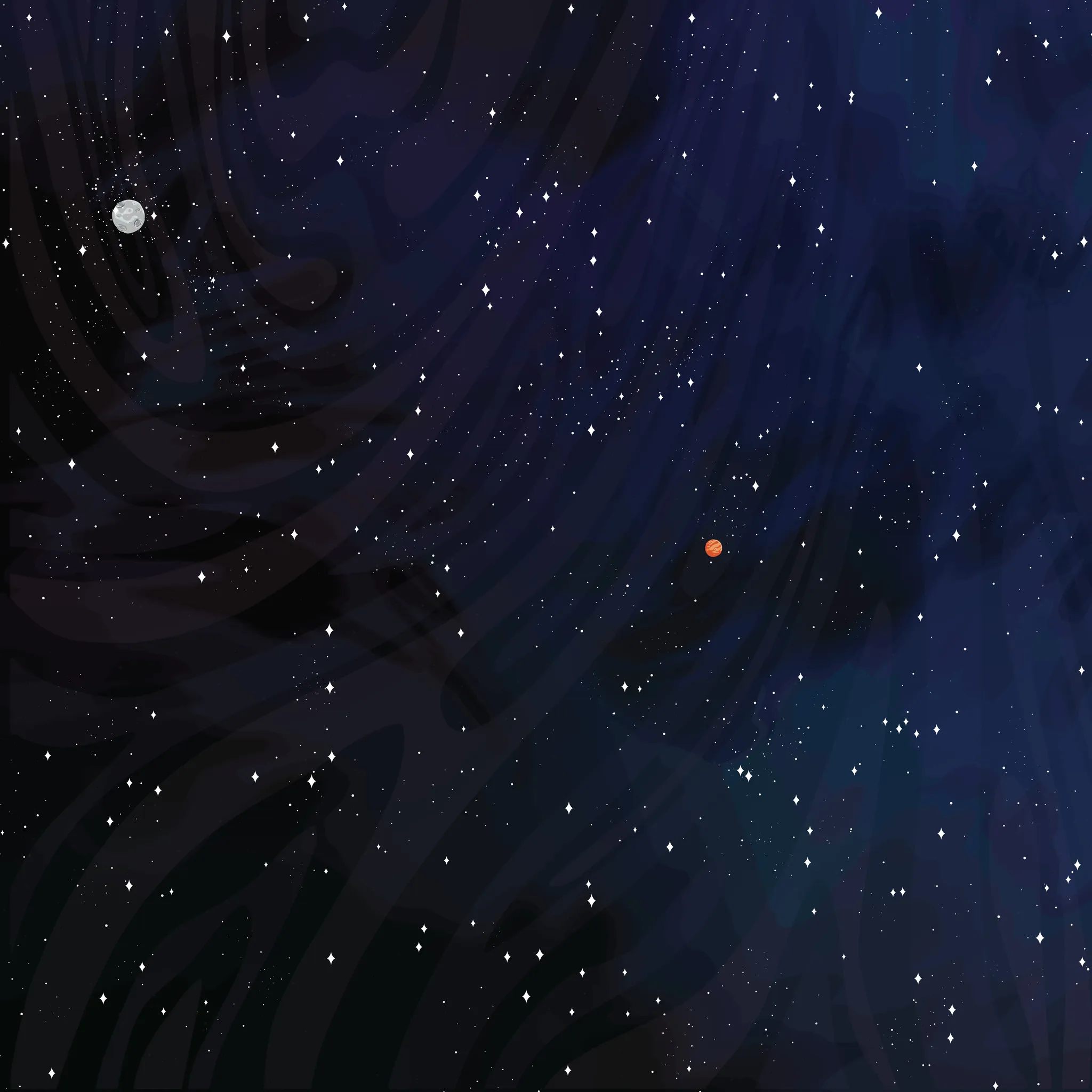 An illustration of a starry background with a wave like pattern