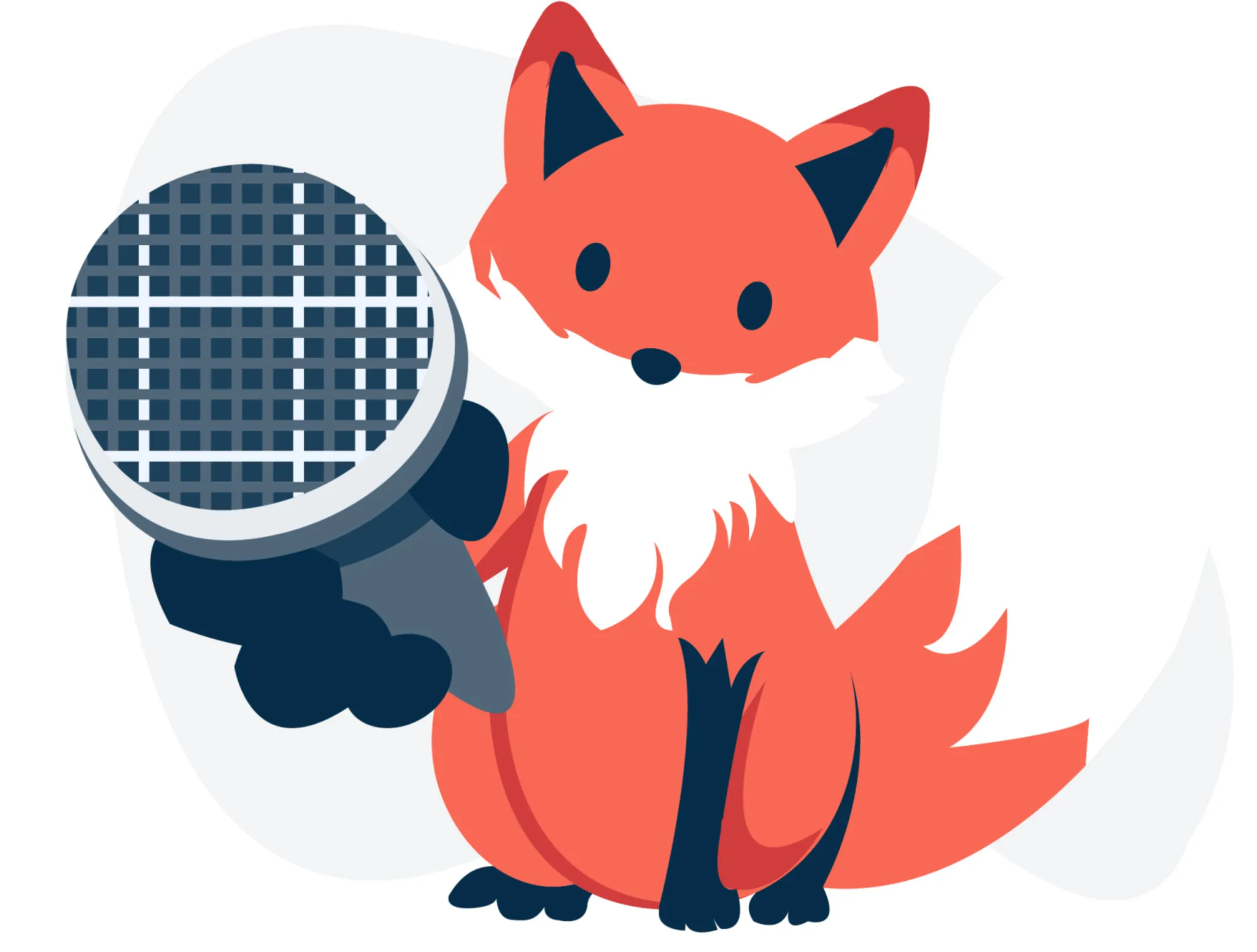 A fox holding a microphone to the viewer