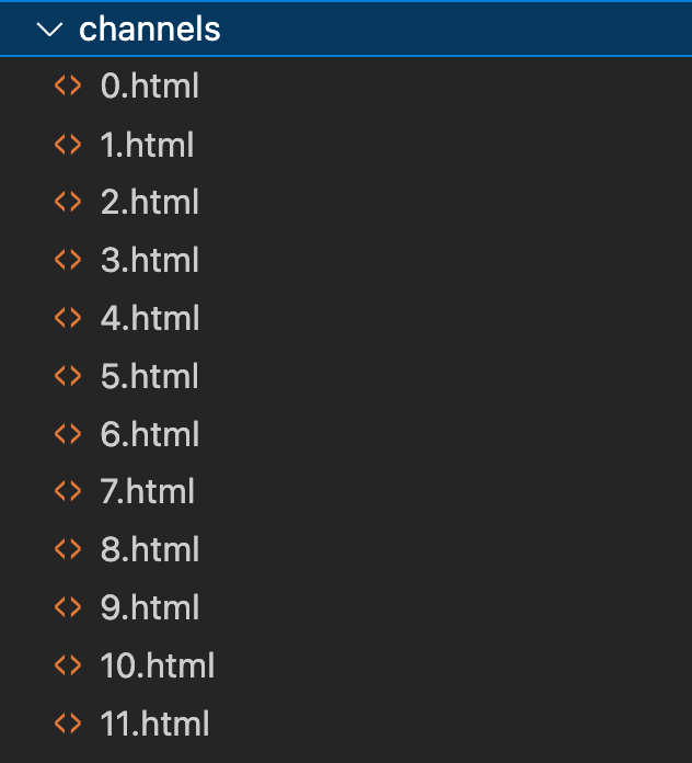 Generated channel HTML files from the source videos