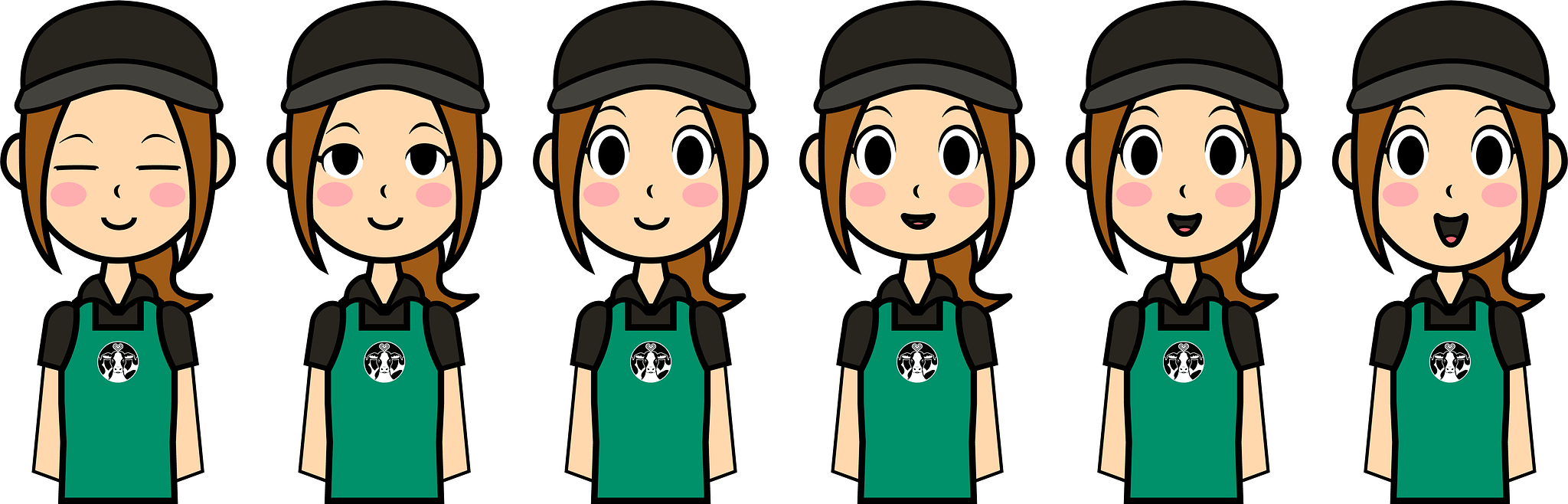 Spritemap of an animated Starbucks inspired barista
